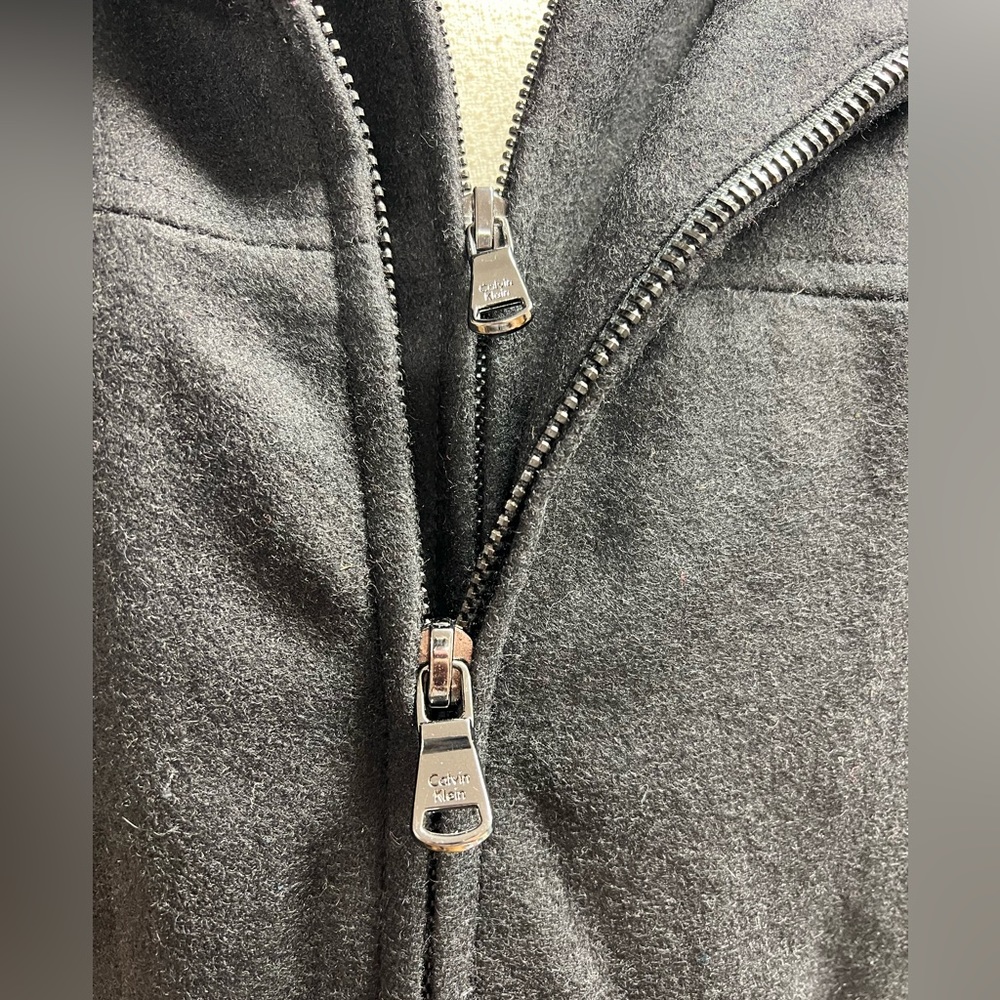 Calvin Klein Black double zipper Wool blend jacket - Picture 7 of 16